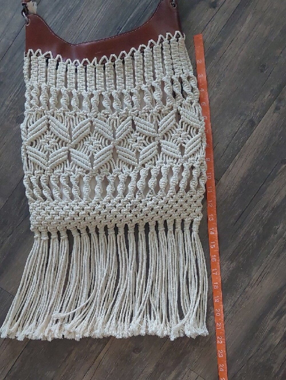 Isabel MARANT Boho Macramé Fringe Shoulder Bag in Cream and Brown - Picture 12 of 14
